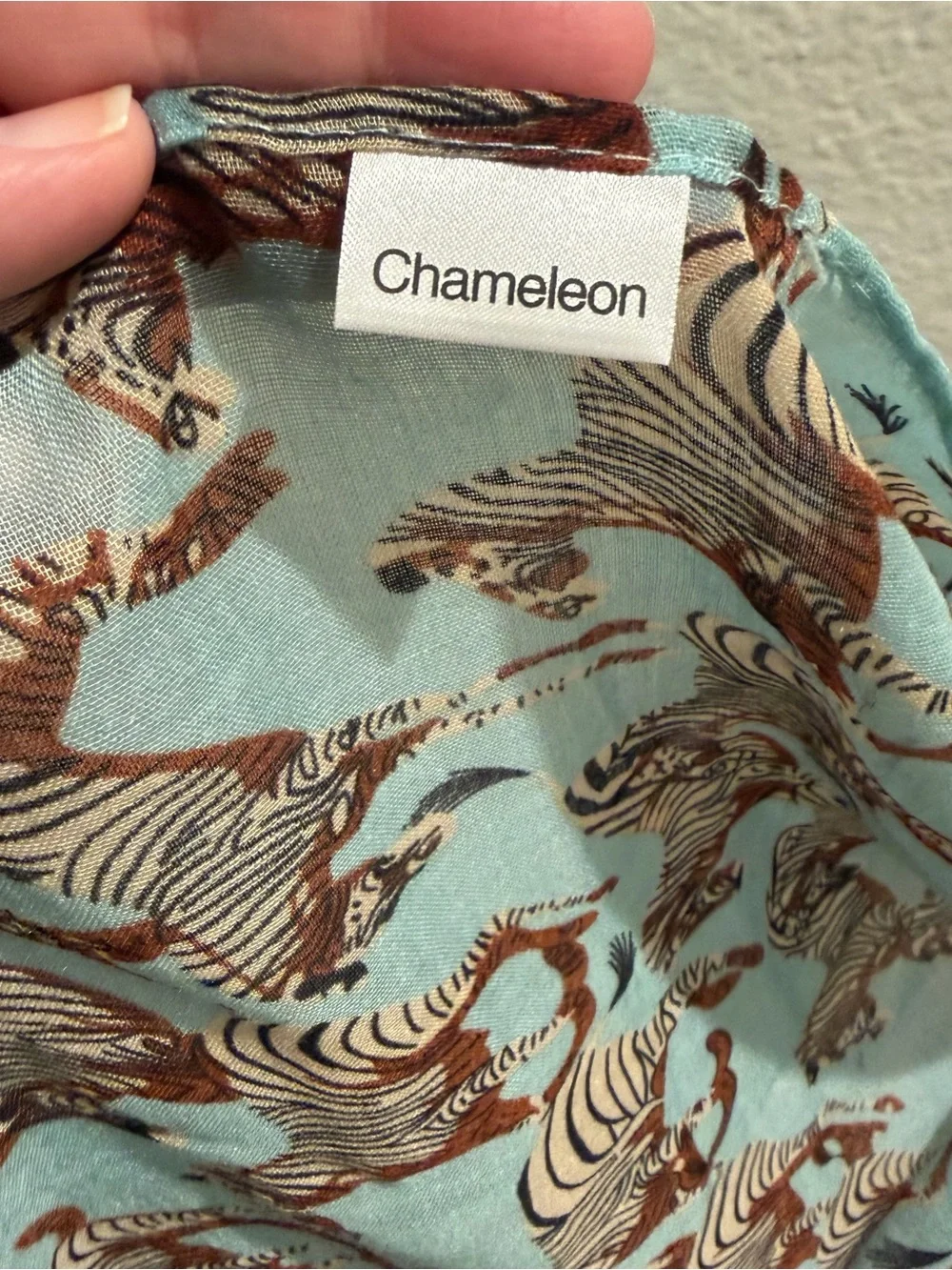 Light Blue Zebra-Print Scarf & Wrap in Brown Accent